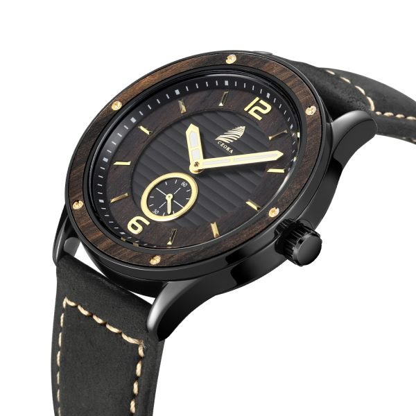 Echo-Men's Stainless steel Ebony Wood watch-43mm