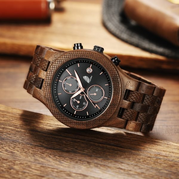 Reveler-Classic wood watch for men-Walnut wood-46mm