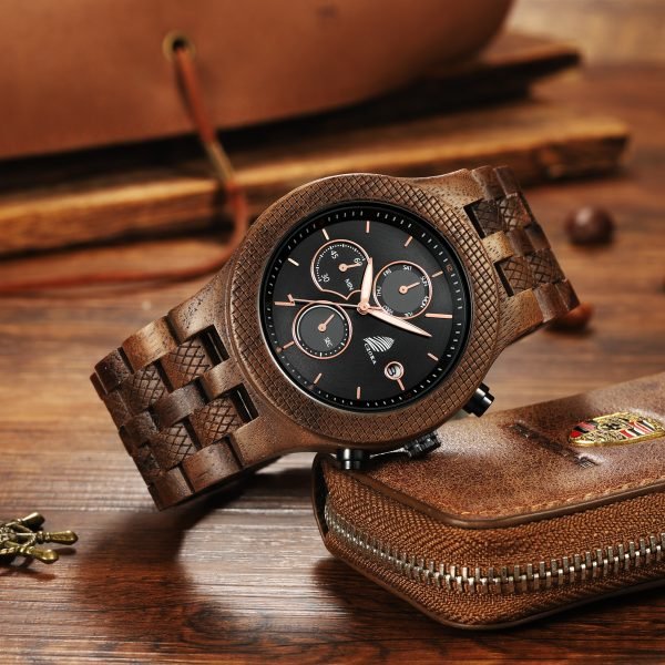 Reveler-Classic wood watch for men-Walnut wood-46mm