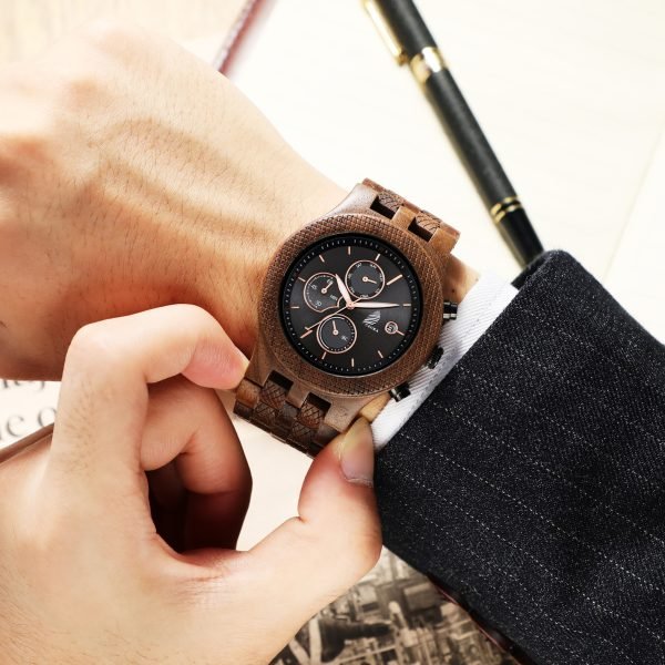 Reveler-Classic wood watch for men-Walnut wood-46mm