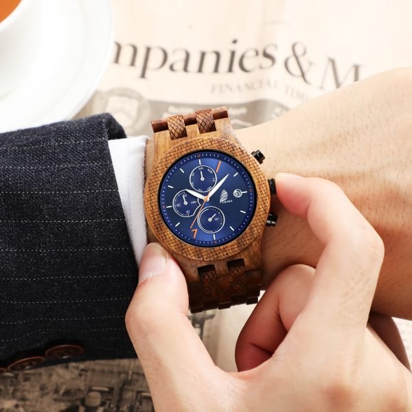 Reveler-Classic wood watch for men-Kosso wood-46mm