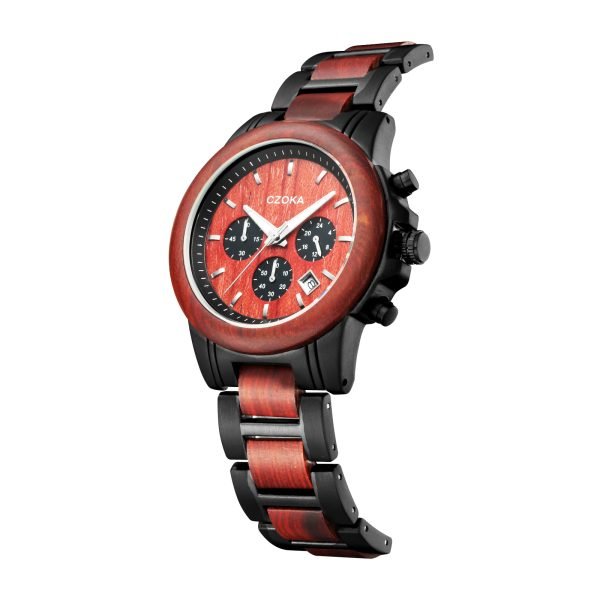 Ash-wood watch for men-Red sandalwood-43MM