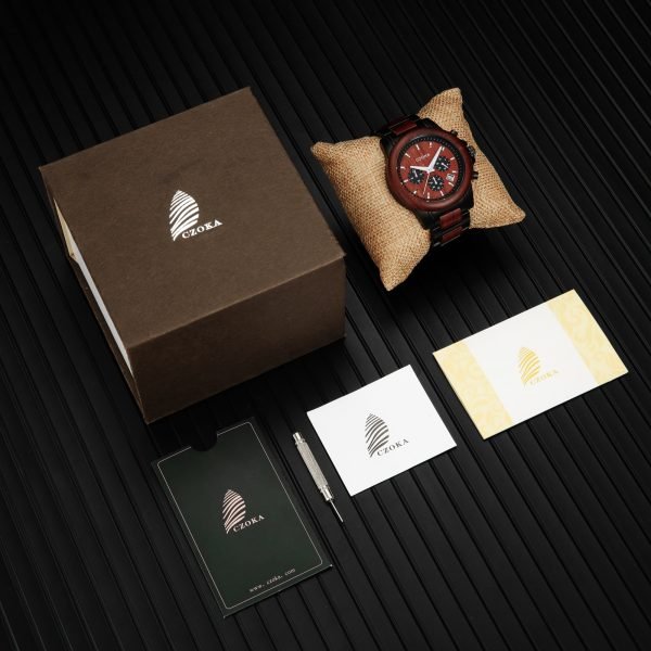 Ash-wood watch for men-Red sandalwood-43MM