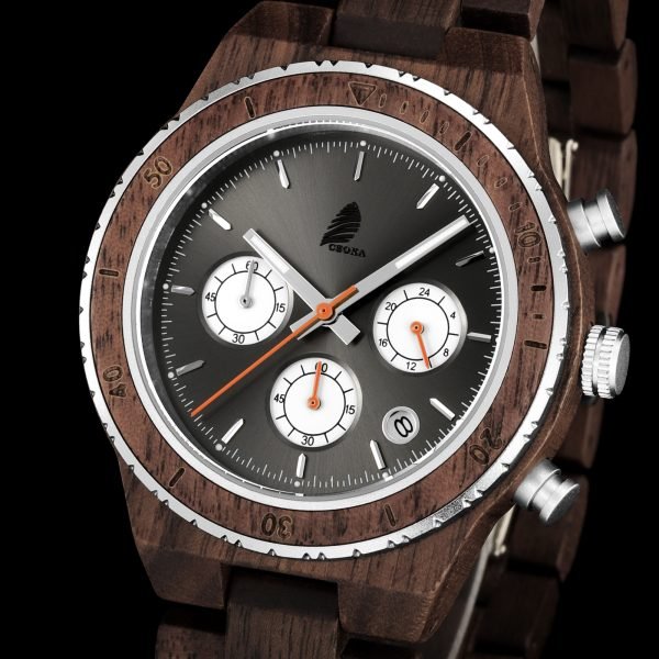 Chrono-Walnut wood watch for men-43mm