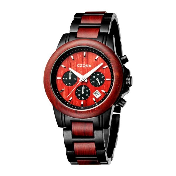 Ash-wood watch for men-Red sandalwood-43MM