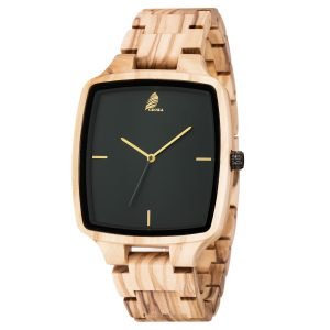 Lava-Original Olive Wood Watch-Square-40mm