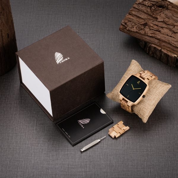 Lava-Original Olive Wood Watch-Square-40mm
