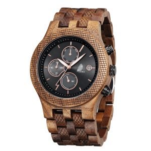 Reveler-Classic wood watch for men-Walnut wood-46mm