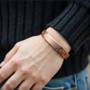Handcrafted Wooden & Stainless Steel Bracelet for Women – Elegant Nature-Inspired Jewelry