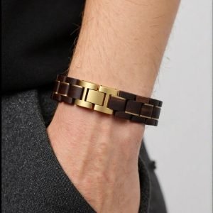 Men’s Wooden & Stainless Steel Bracelet – Natural Handmade Wrist Accessory