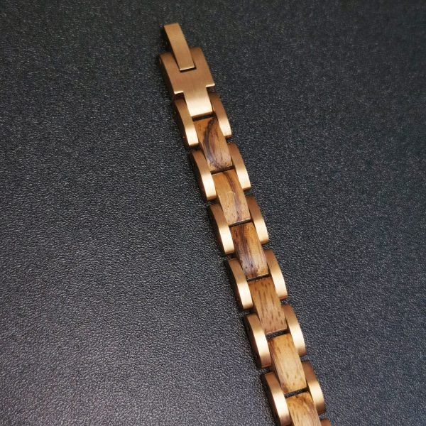 Handcrafted Wooden & Stainless Steel Bracelet for Women – Elegant Nature-Inspired Jewelry
