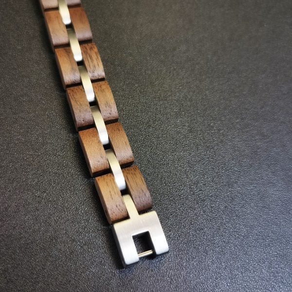 Handcrafted Wooden and Stainless Steel Bracelet for Men