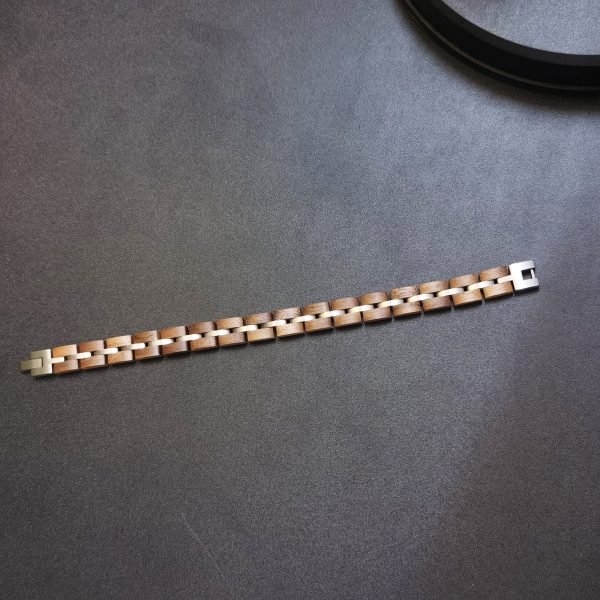 Handcrafted Wooden and Stainless Steel Bracelet for Men