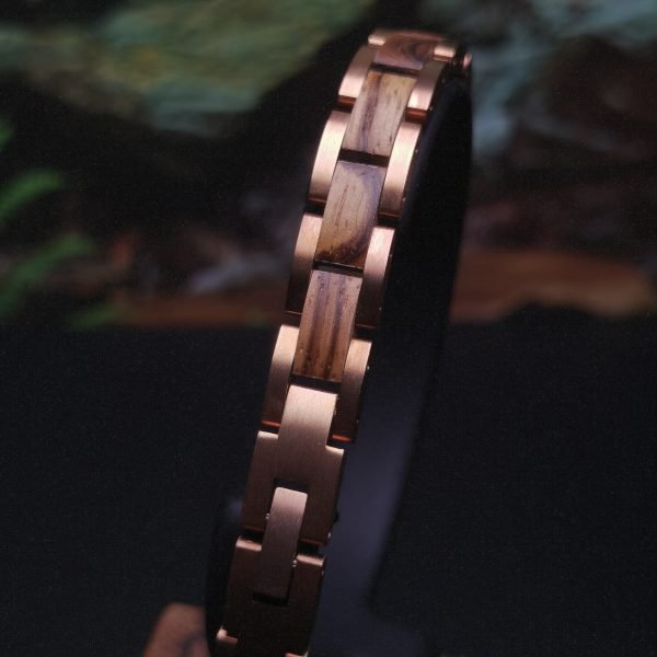 Handcrafted Wooden & Stainless Steel Bracelet for Women – Elegant Nature-Inspired Jewelry